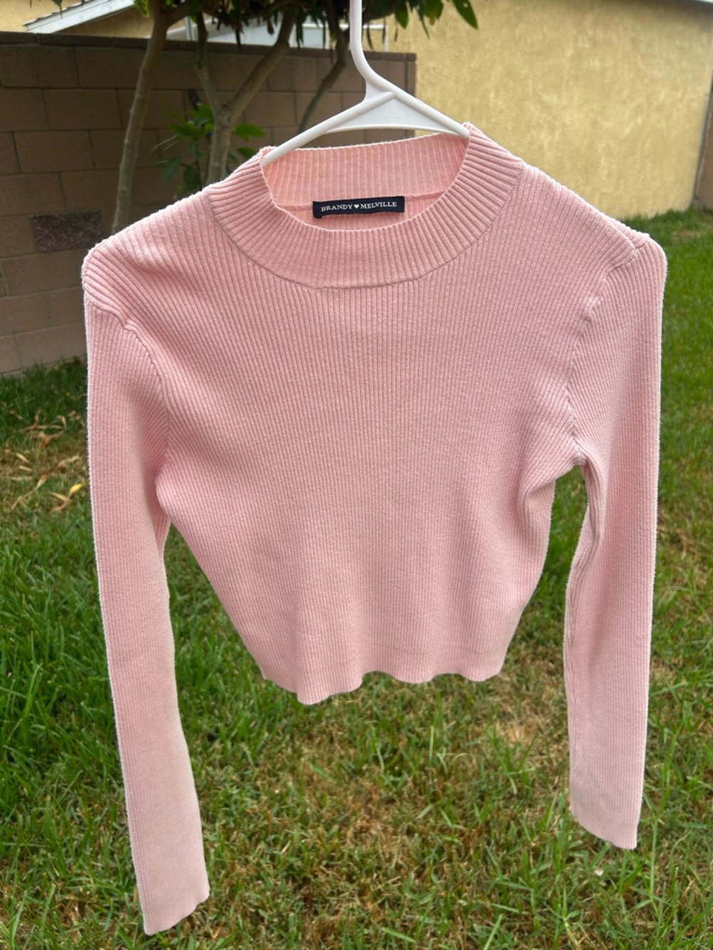 Brandy Melville Dusty Pink Ribbed Long Sleeve Top